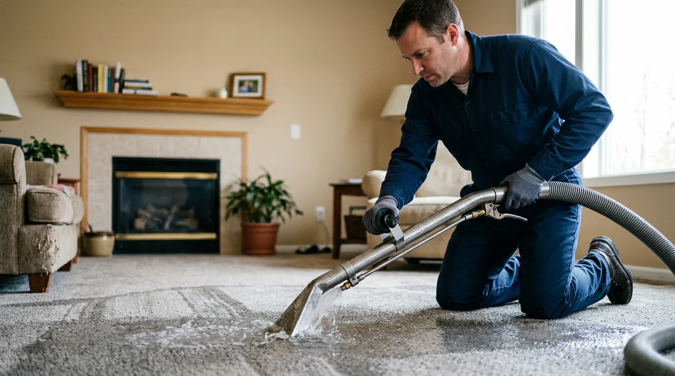 Water damage restoration technician working near Dallastown, PA